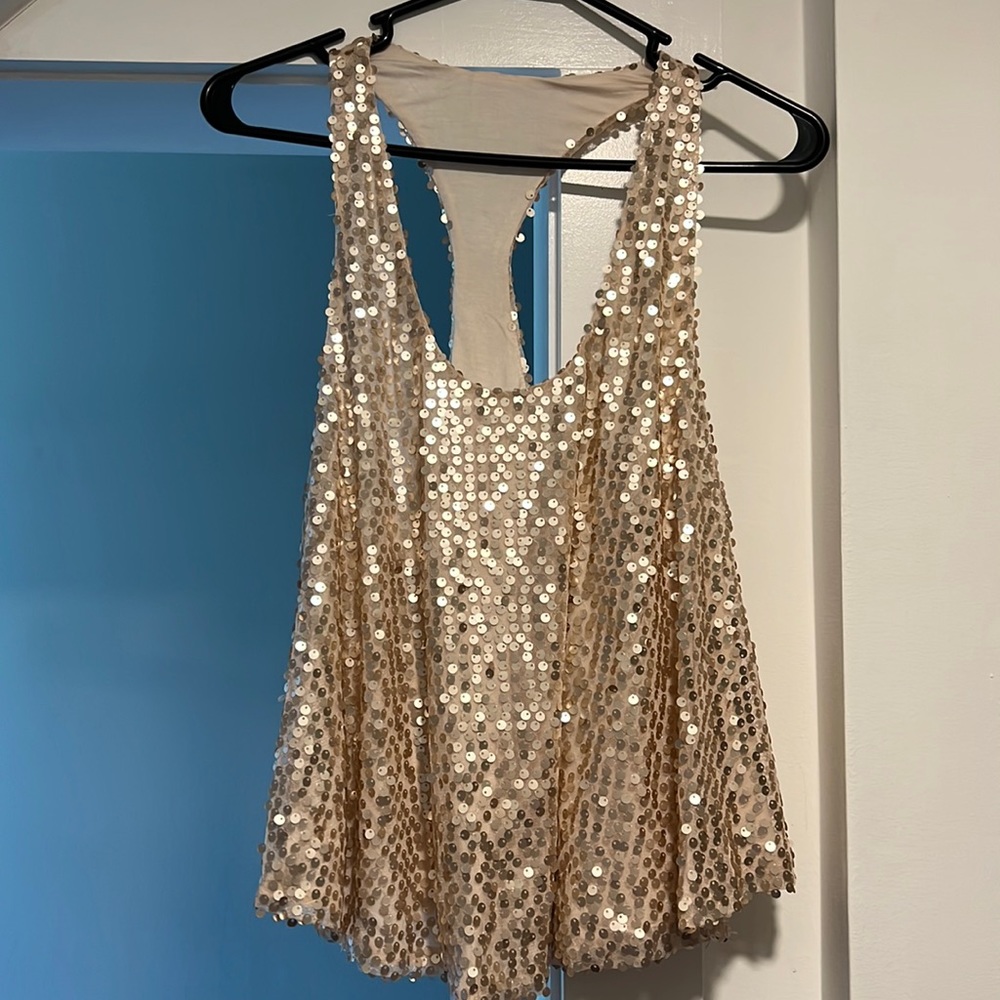 VICI Sequin tank - rose gold